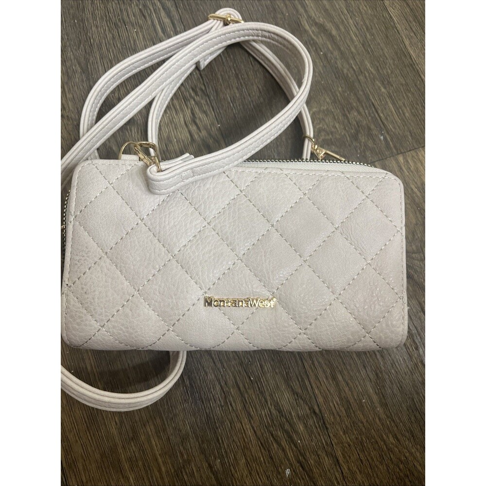 MONTANA WEST Western Leather Crossbody Quilted Handbag Beige Off-White - Picture 2 of 13